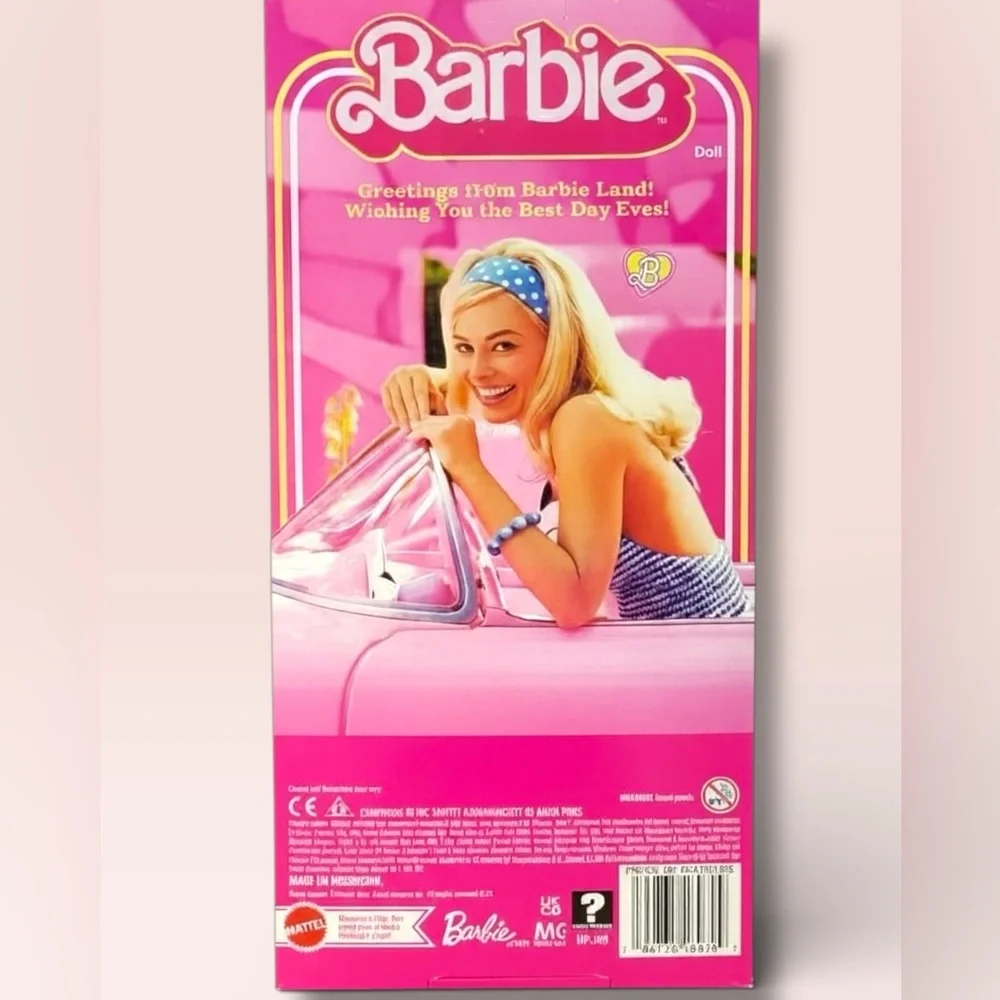 Barbie The Movie Pink Gingham Dress Doll Mattel Margot Robbie Collector NRFB - Picture 2 of 2